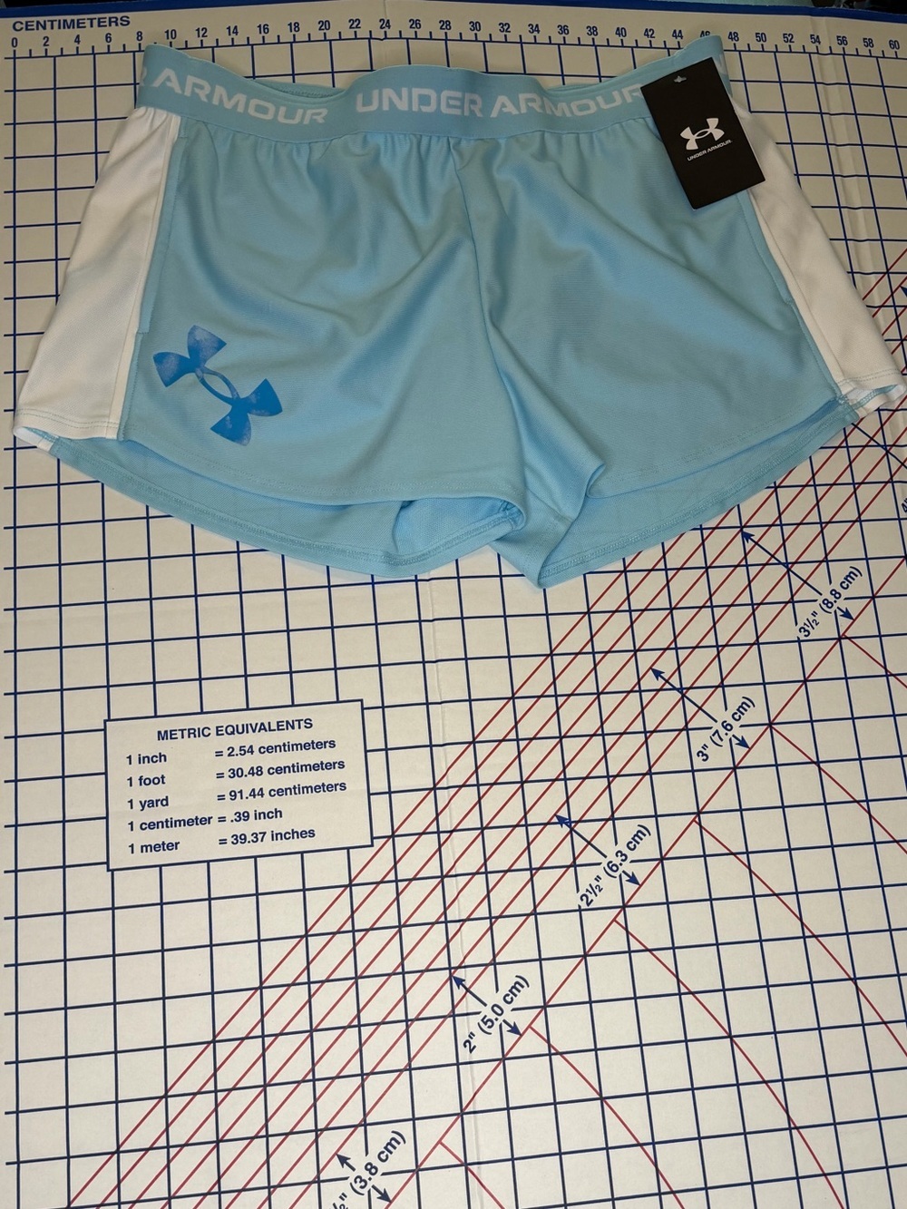 Under Armour Light Blue and White Kids Athletic Shorts